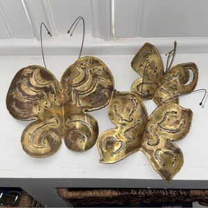 3 Vtg Brass Butterfly Wall Decor Brass Copper Torch Cut Butterflies MCM Retro